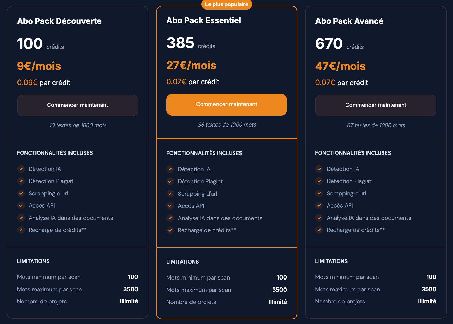 Abonnements avec paiement mensuel Lucide AI